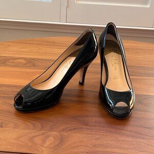 Cole Haan Carma Black Patent Peep Toe Heels - Size 7 B